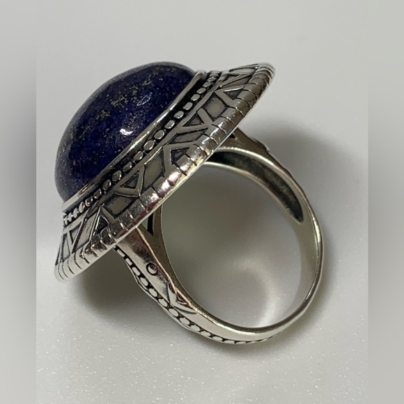 Silpada Intricate Sterling Silver Lapis Lazuli Cabochon Peruvian Design Ring - Picture 8 of 16